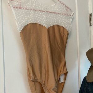 Elegant Gold and White Polka Dot Women's Bodysuit